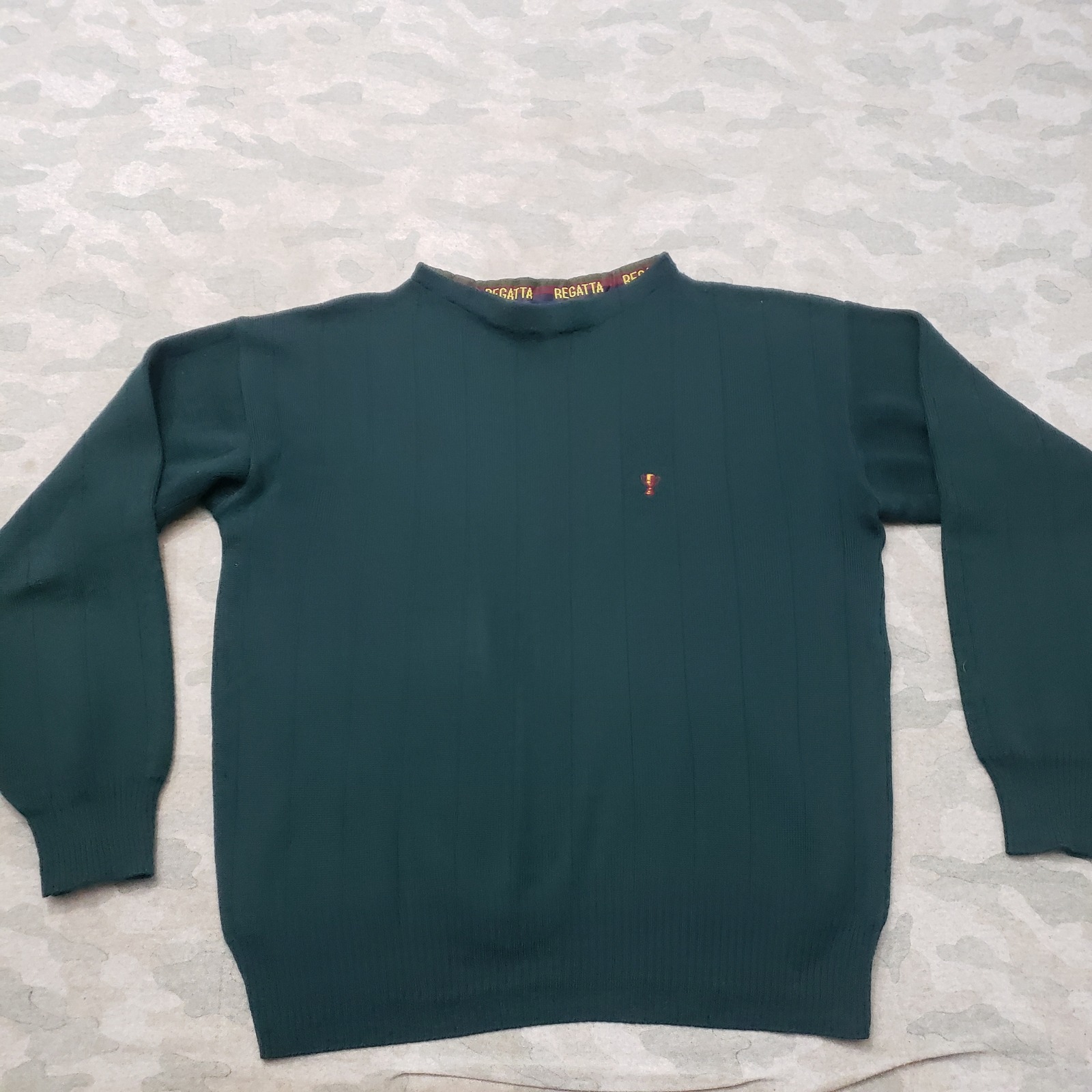 Vintage Regatta Sport Sweater Mens Large Green Pullover 100 Wool